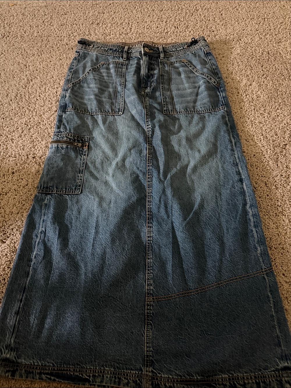 American Eagle Outfitters Dark Blue Straight Denim Maxi Skirt